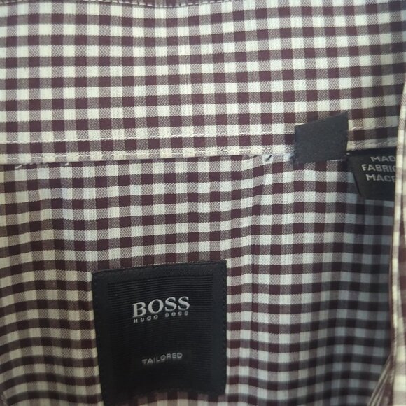 Hugo Boss Brown Gingham Brown and White  Shirt - Size 41 Like New - Picture 4 of 7